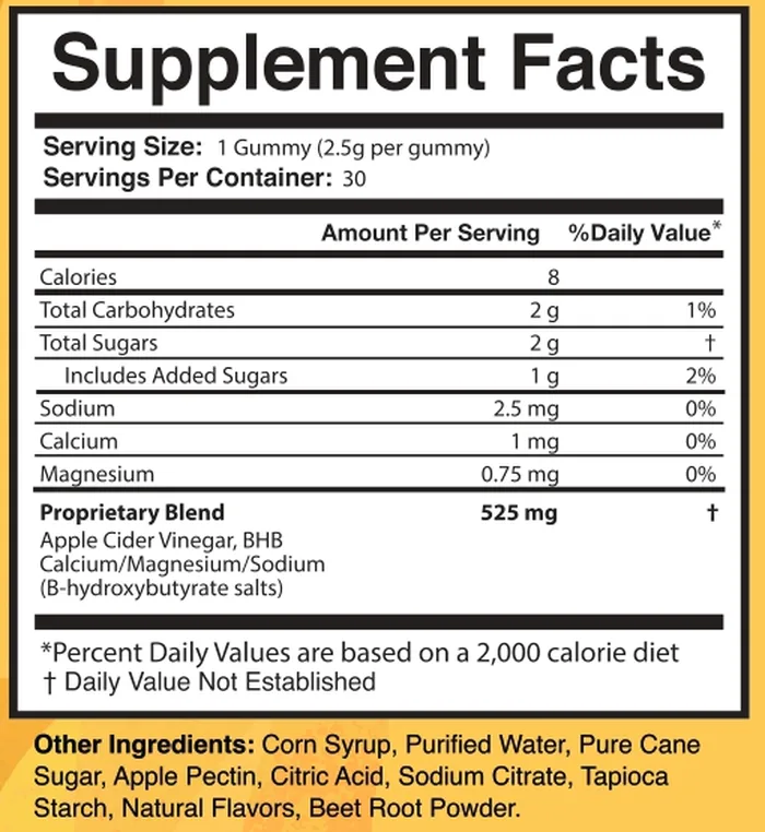 Burntide Supplement Facts label