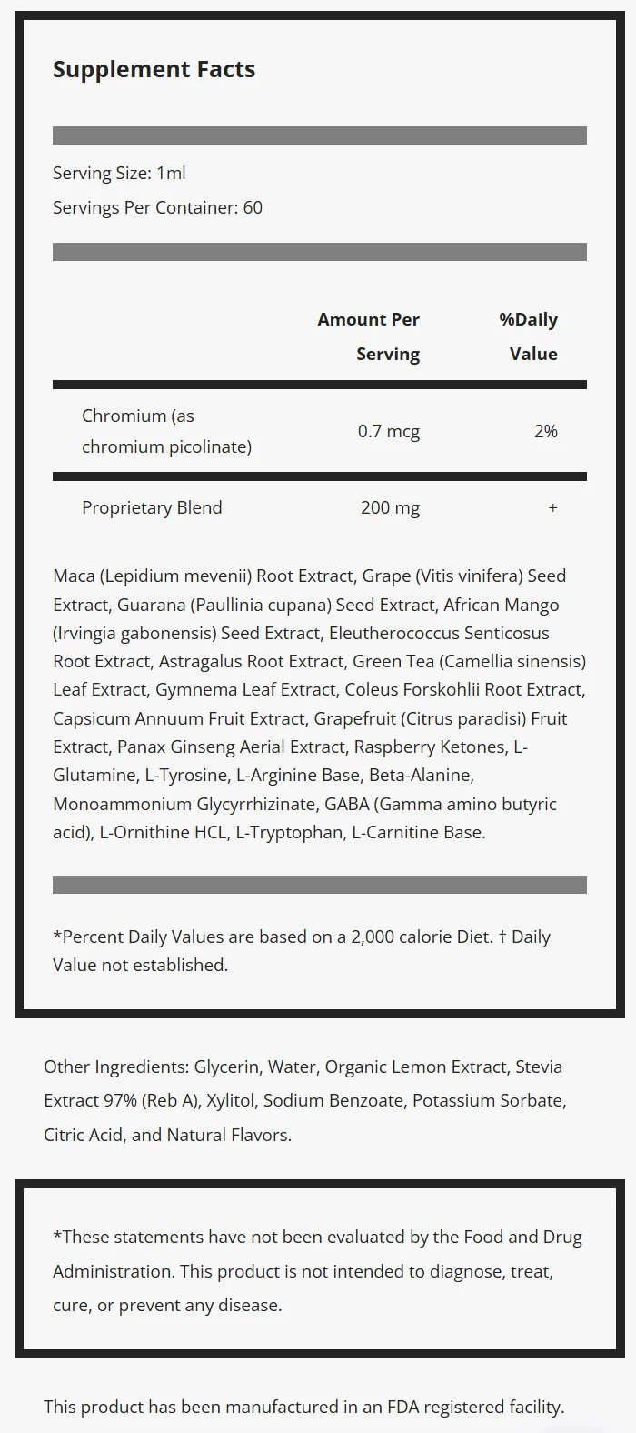 EchoXen Supplement Facts label