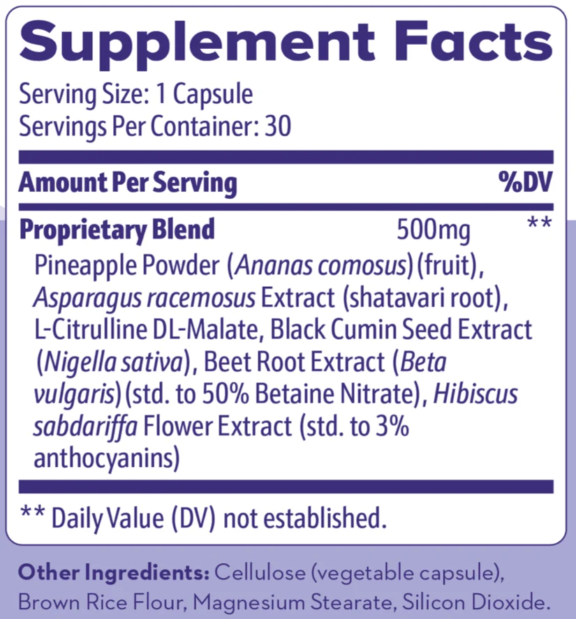 Flush Factor Plus Supplement Facts label