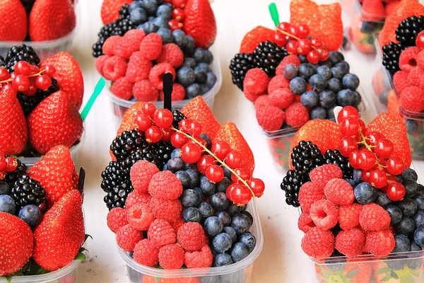 Mixed strawberries, raspberries, blueberries, blackberries and currants