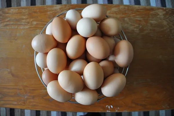 Eggs in a wire bowl