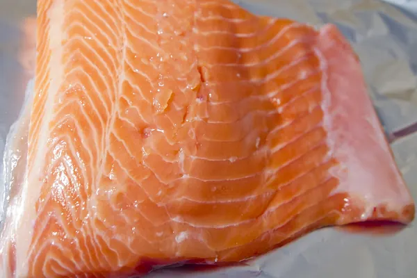 A raw salmon fillet