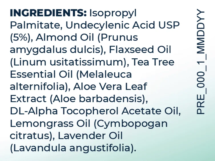 Kerassentials ingredients label (current bottle)