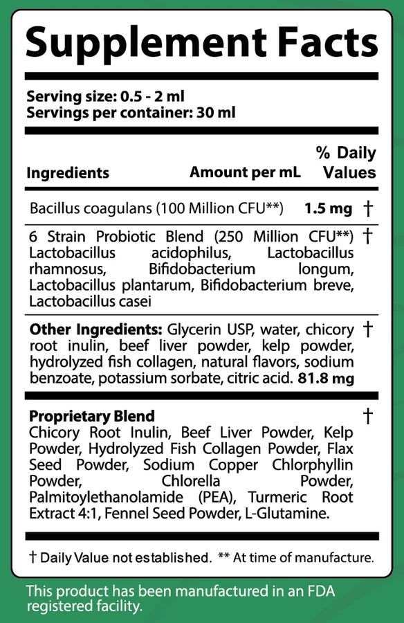 PawBiotix Supplement Facts label