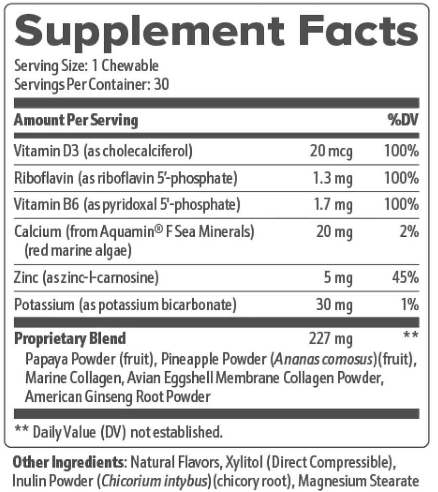 VertiAid Supplement Facts label